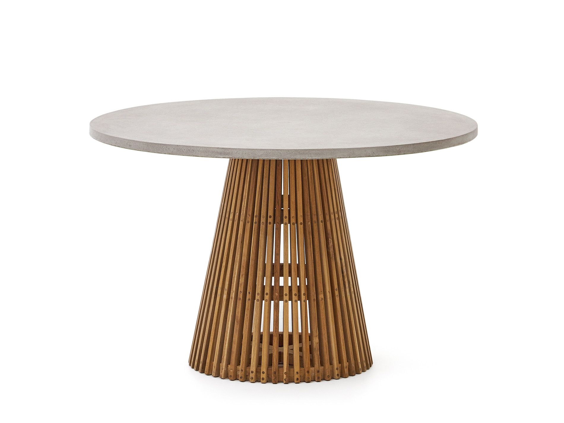 Ronde tuintafel ALCAUFAR - Massief teak/Grijs ceme KAV J0100111PR03