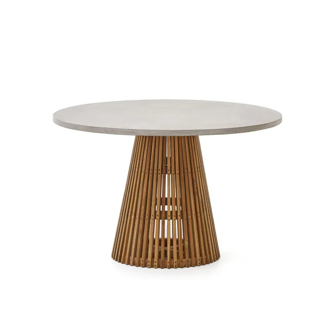 Tuintafel ALCAUFAR - Massief teak/Wit cement