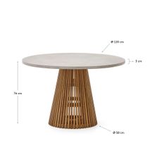Ronde tuintafel ALCAUFAR - Massief teak/Grijs ceme KAV J0100111PR03