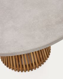 Ronde tuintafel ALCAUFAR - Massief teak/Grijs ceme KAV J0100111PR03