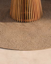 Ronde tuintafel ALCAUFAR - Massief teak/Grijs ceme KAV J0100111PR05