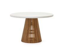 Ronde tuintafel ALCAUFAR - Massief teak/Grijs ceme KAV J0100111PR05