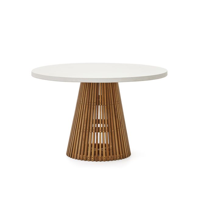 Tuintafel ALCAUFAR - Massief teak/Wit cement