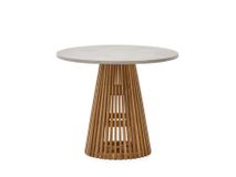 Ronde tuintafel ALCAUFAR - Massief teak/Wit cement KAV J0100112PR03
