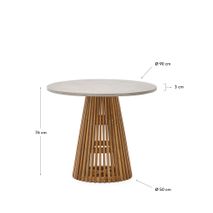 Ronde tuintafel ALCAUFAR - Massief teak/Wit cement KAV J0100112PR03