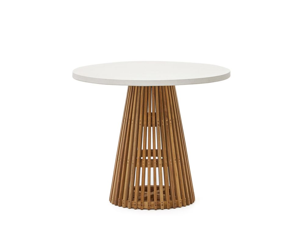 Ronde tuintafel ALCAUFAR - Massief teak/Grijs ceme KAV J0100112PR05