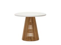 Ronde tuintafel ALCAUFAR - Massief teak/Grijs ceme KAV J0100112PR05