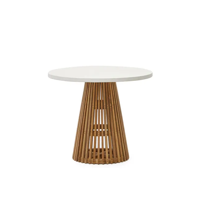Tuintafel ALCAUFAR - Massief teak/Wit cement