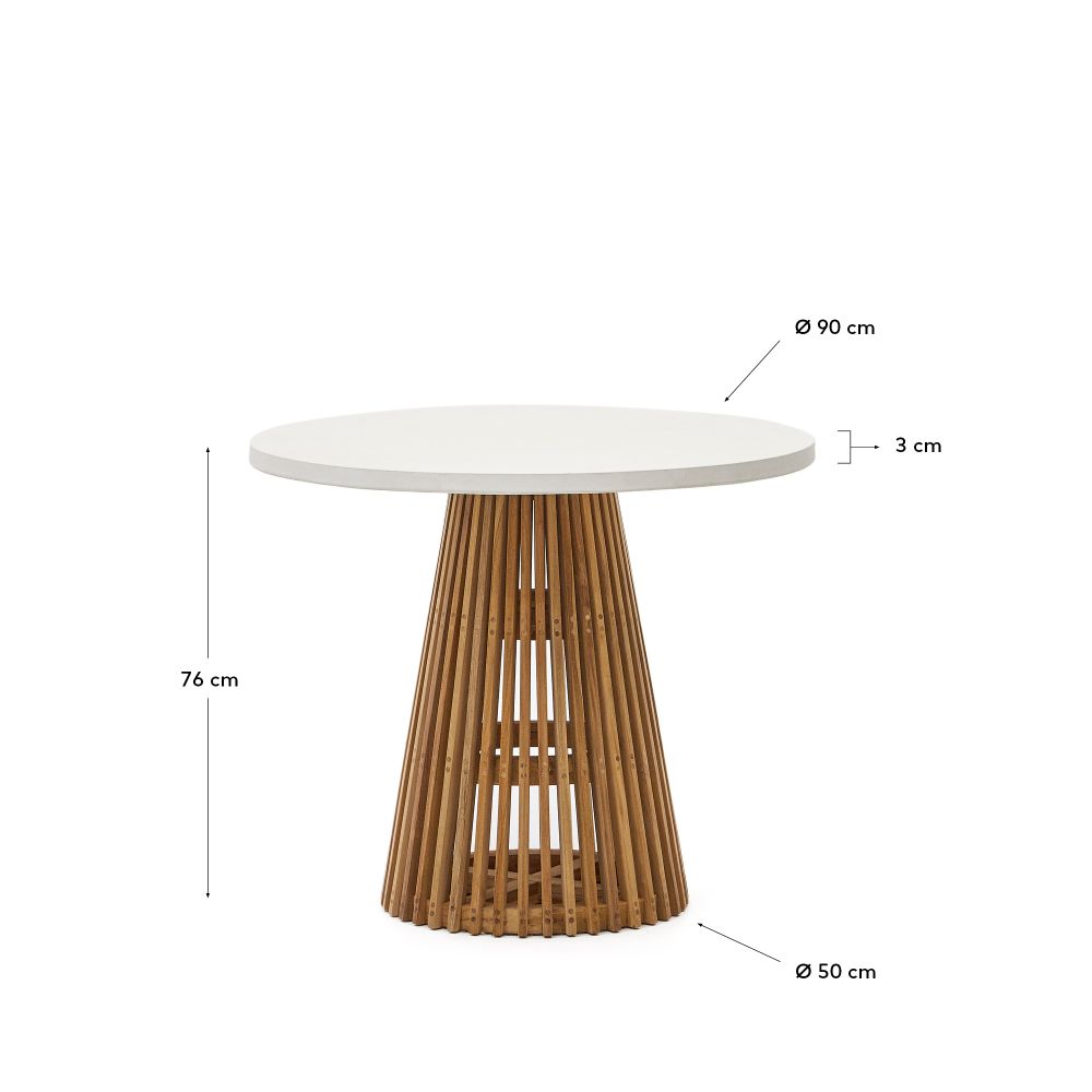 Ronde tuintafel ALCAUFAR - Massief teak/Grijs ceme KAV J0100112PR05