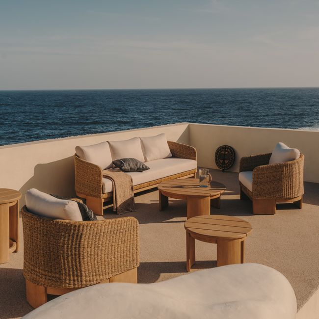 3-zit XORIGUER - Synthetisch rotan/Eucalyptushout