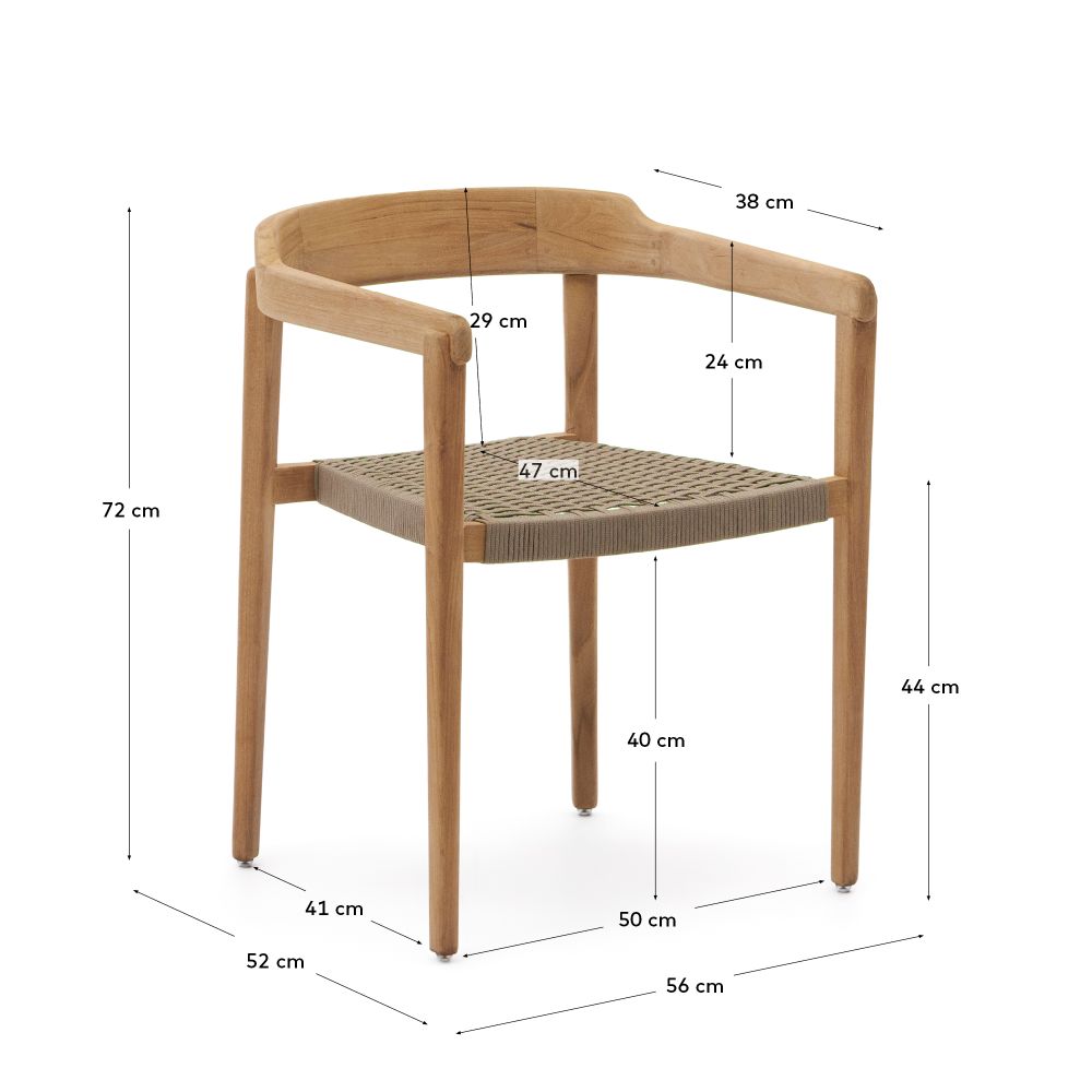 Tuinstoel ICARO - Massief teak/Beige touw KAV J0600108JJ12