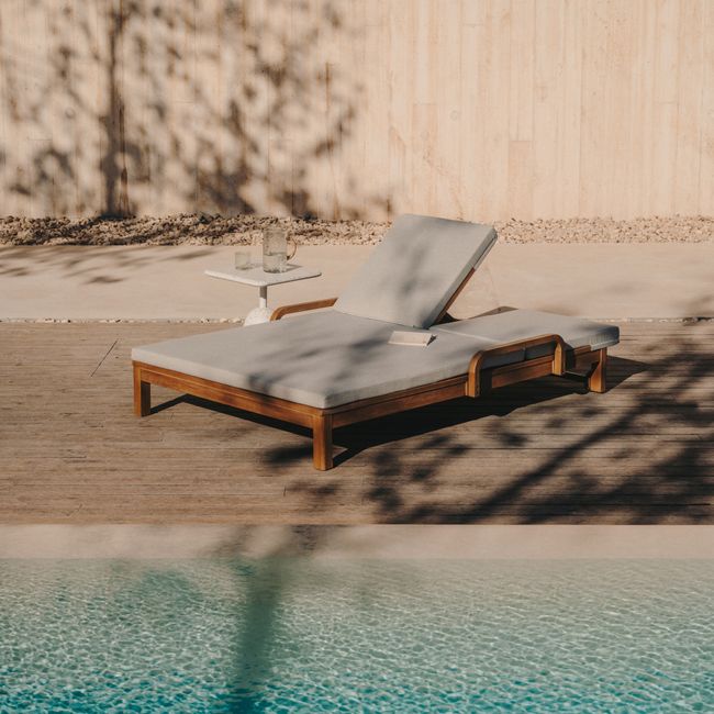 Tweepersoonsligstoel SONSAURA - Massief eucalyptus