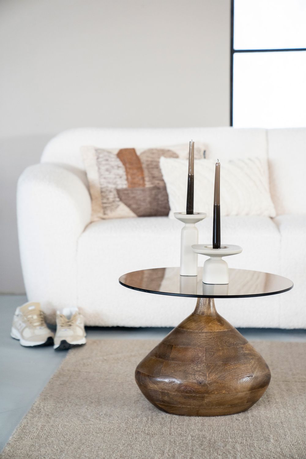 Bijzettafel BOND - Mango hout / Glas BBO 221691