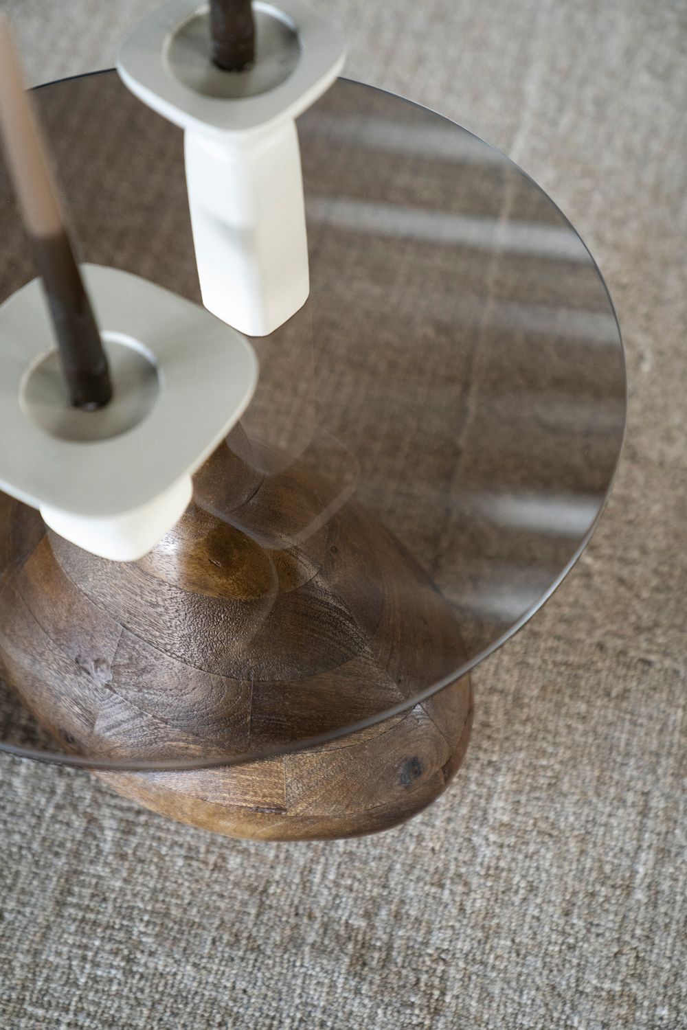 Bijzettafel BOND - Mango hout / Glas BBO 221691