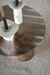 Bijzettafel BOND - Mango hout / Glas BBO 221691