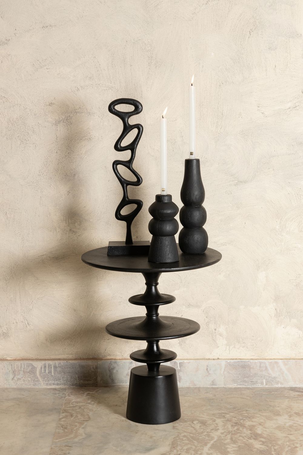 Bijzettafel DAVIN - Mangohout/Zwart PEM 719581