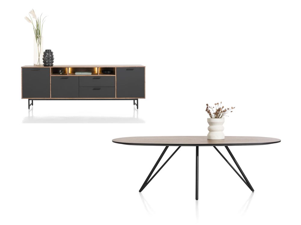 Eetkamer TORANO - Walnootfineer/Zwart C-XOO-TOR-EK1