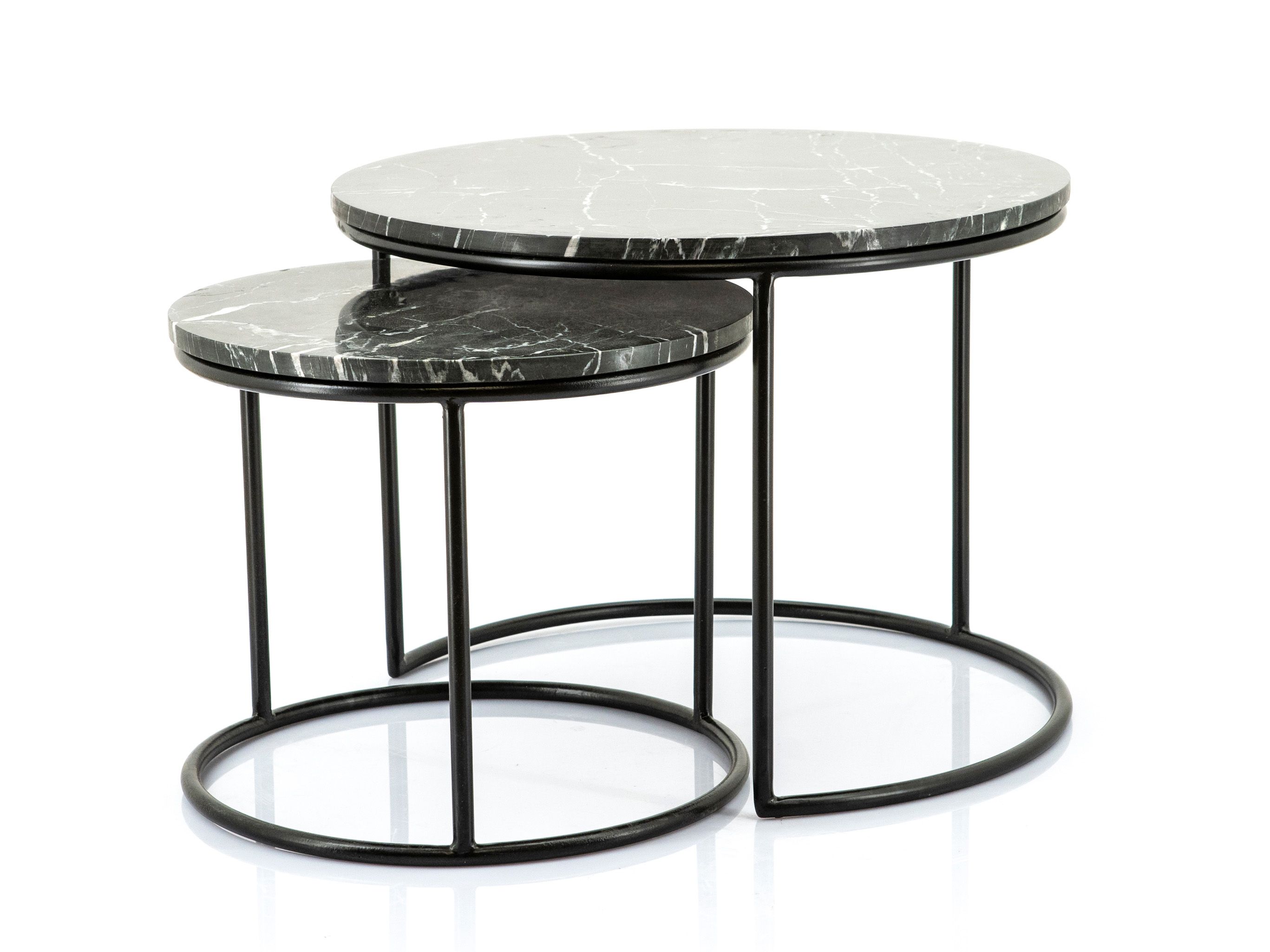 Set 2 salontafels ROMEO - Zwart marmer