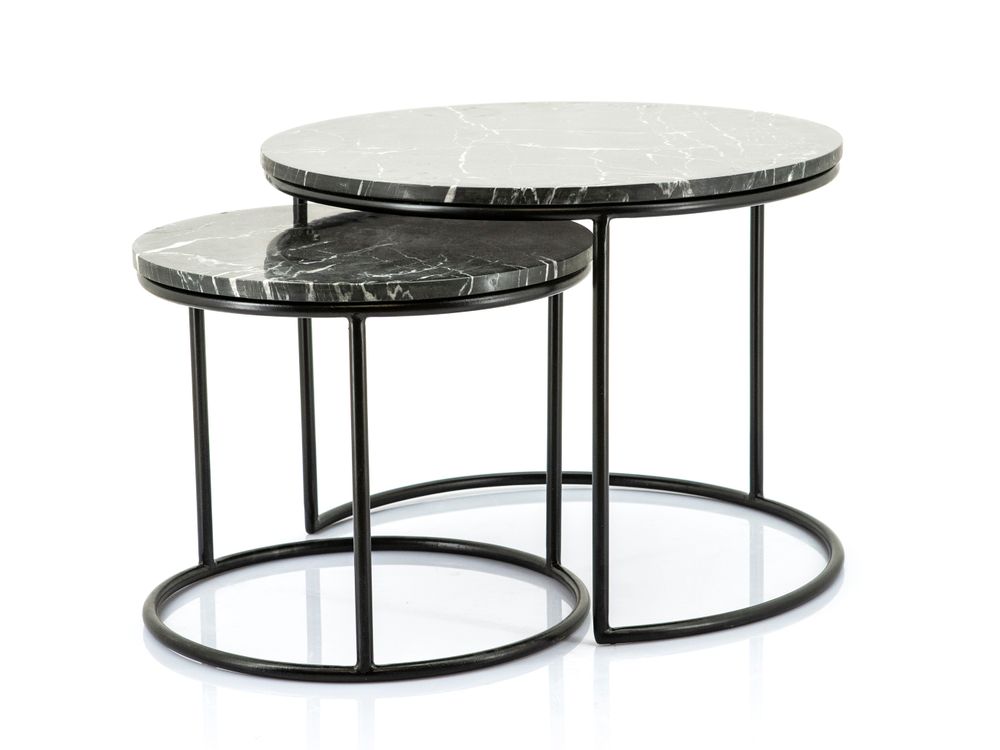 Set 2 salontafels ROMEO - Zwart marmer BBO 201580
