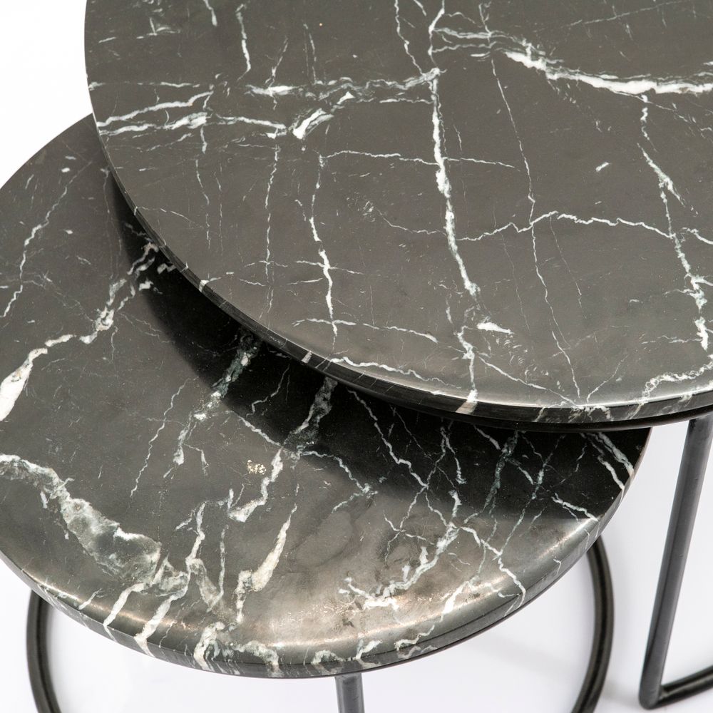 Set 2 salontafels ROMEO - Zwart marmer BBO 201580