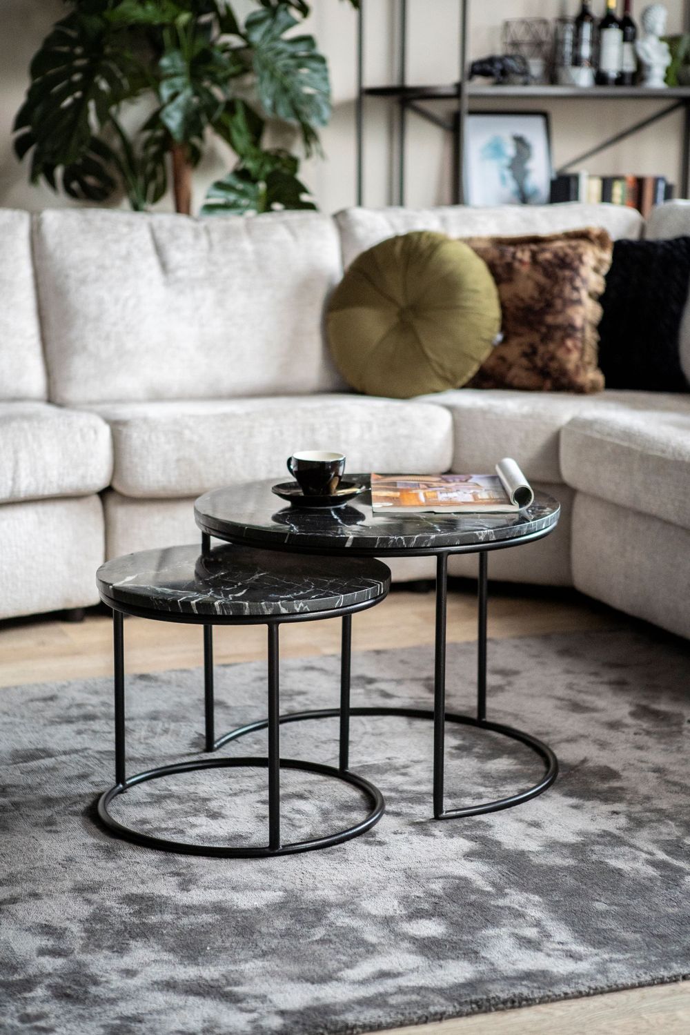 Set 2 salontafels ROMEO - Zwart marmer BBO 201580