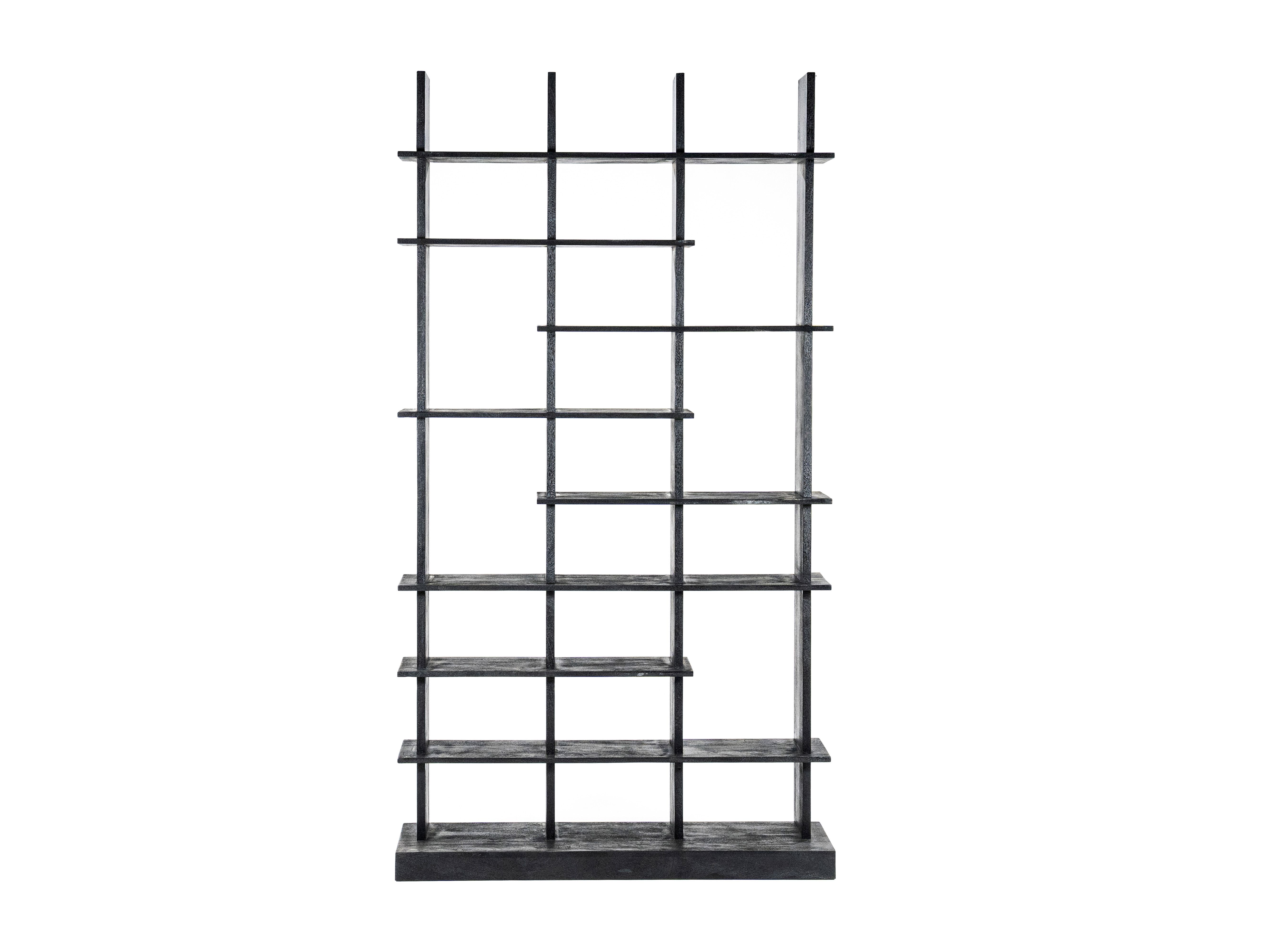 Boekenkast OLIVER - Zwart mangohout