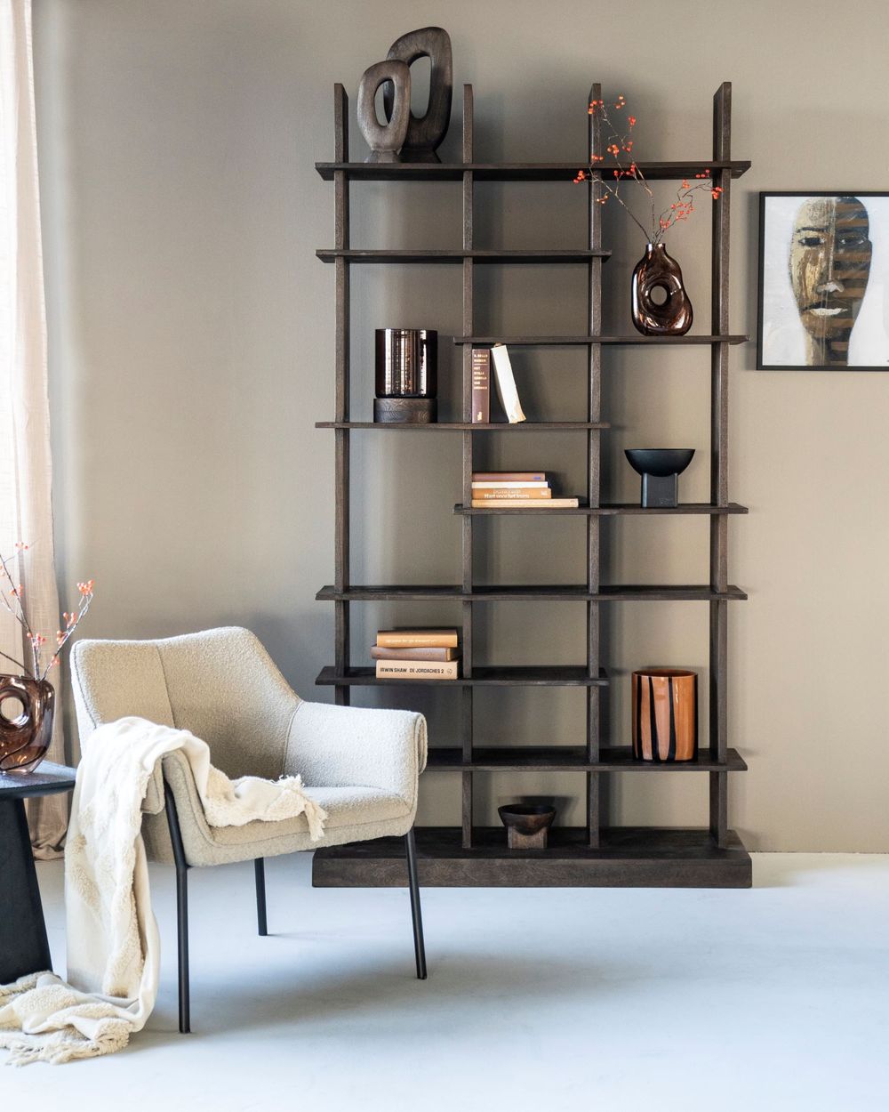 Boekenrek OLIVER - Zwart mango hout ELO 95883