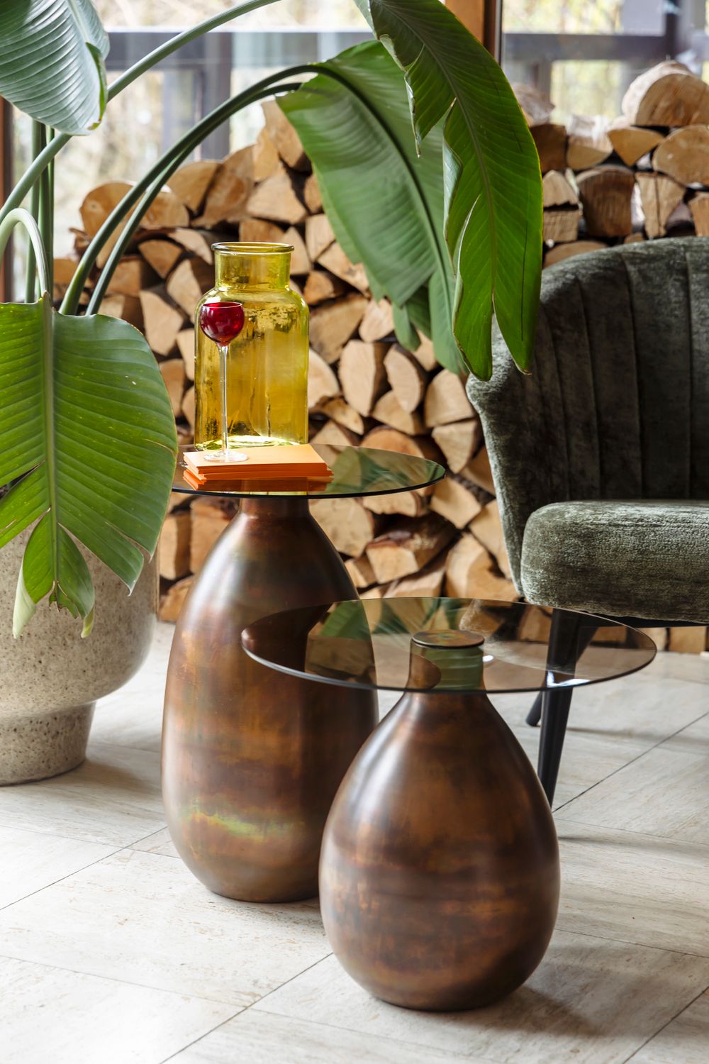 Set van 2 bijzettafels SELENE - Brons/Glas ZVR 2300388