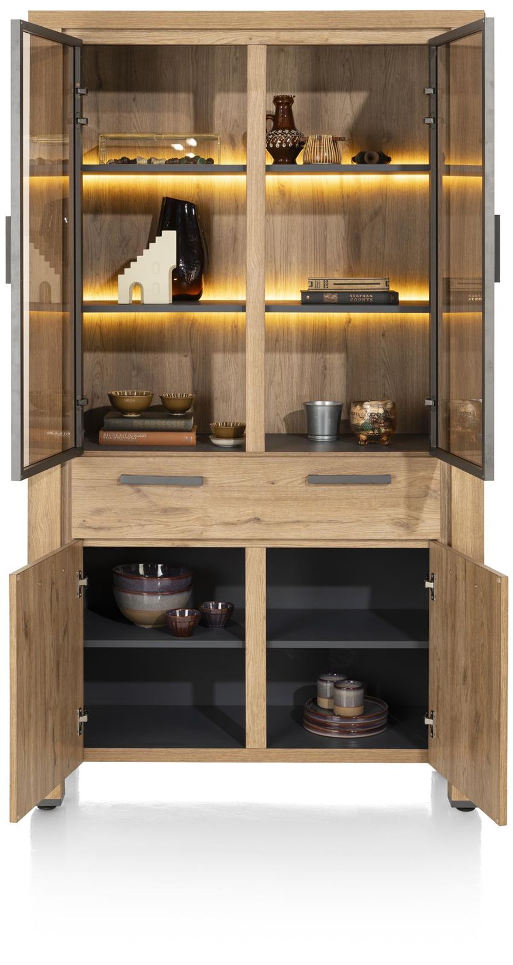 Vitrinekast DELMONTE - Hout/Glas HEH 46970NAT