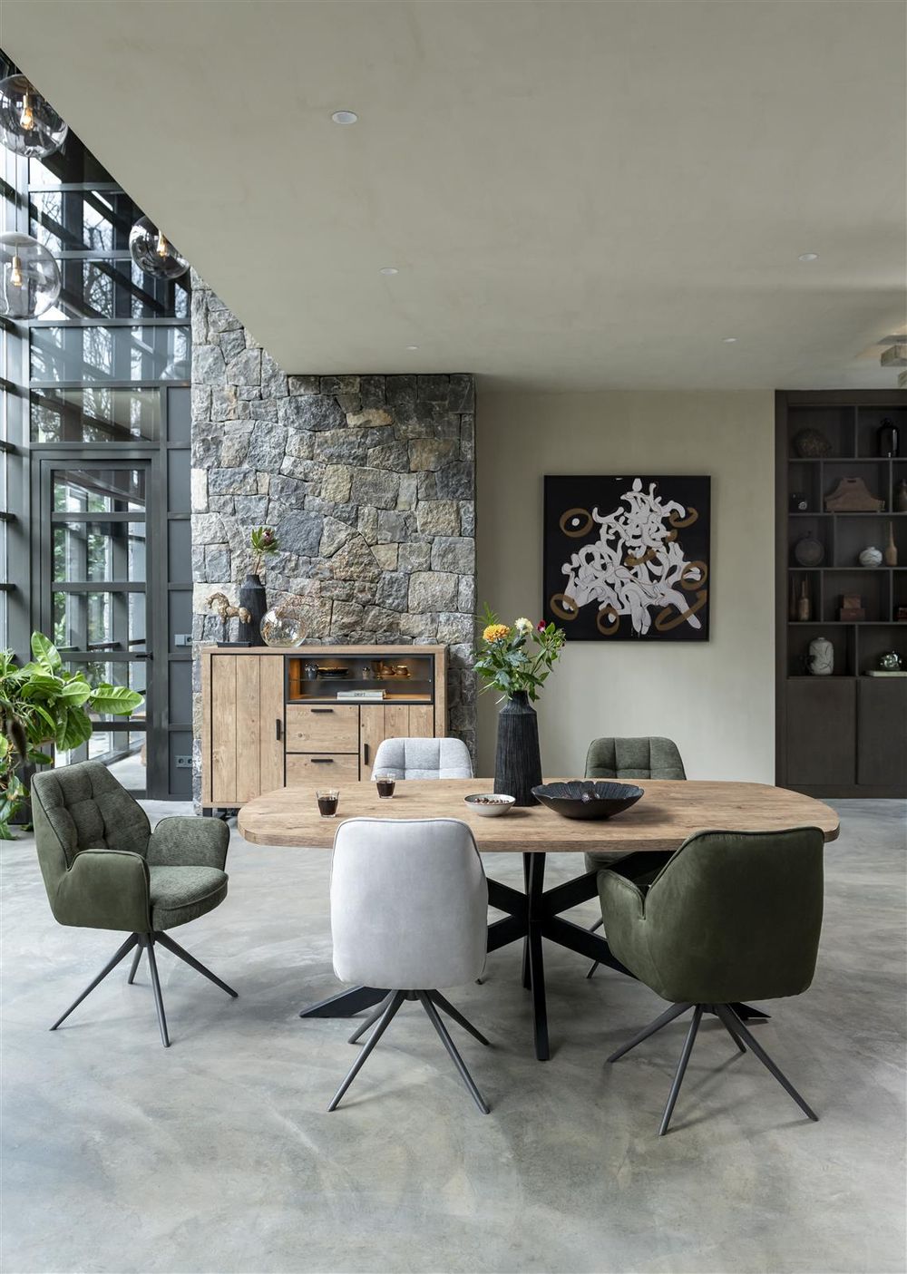 Draaibare eetkamerstoel BELL - Kiezel HEH 48773KIE