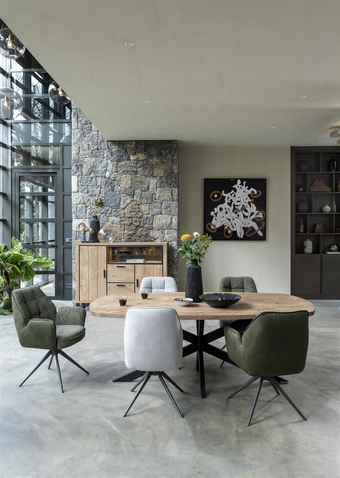 Draaibare armstoel BELL - Mosgroen