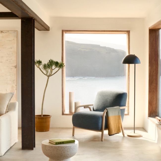 Fauteuil SYLO - Blauw/Essenhout