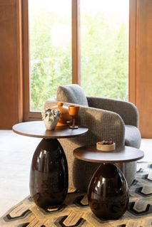 Set van 2 bijzettafels SILVINE - Acaciahout/Metaal ZVR 2300389