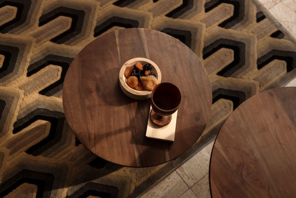 Set van 2 bijzettafels SILVINE - Acaciahout/Metaal ZVR 2300389