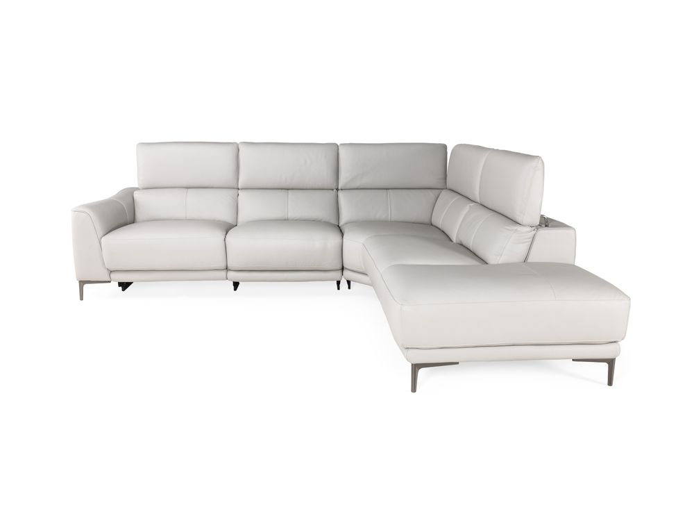 Hoeksalon BOLOGNA - Lichtgrijs leder C-HTL-150-HKS1