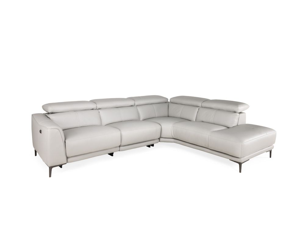 Hoeksalon BOLOGNA - Lichtgrijs leder C-HTL-150-HKS1