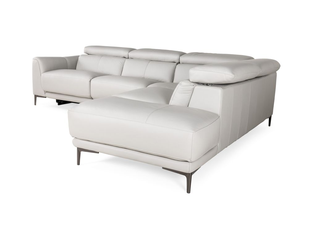 Hoeksalon BOLOGNA - Lichtgrijs leder C-HTL-150-HKS1