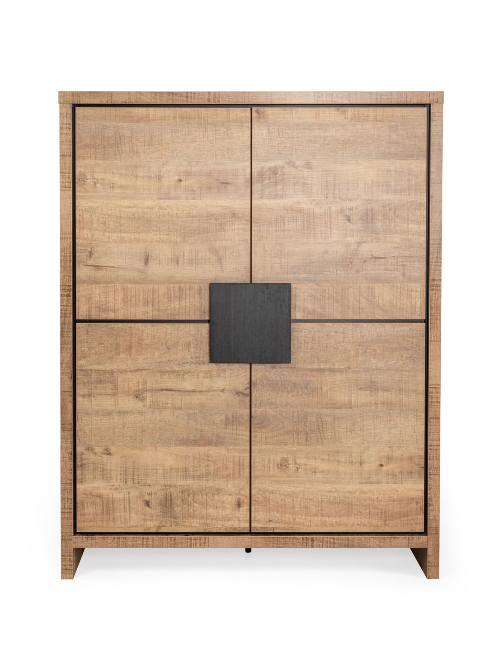 Wandkast PROVESANO in mangohout look met zwarte handgrepen.