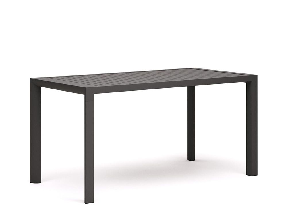 Tuintafel CULIP van grijs aluminium met een blad van latten.