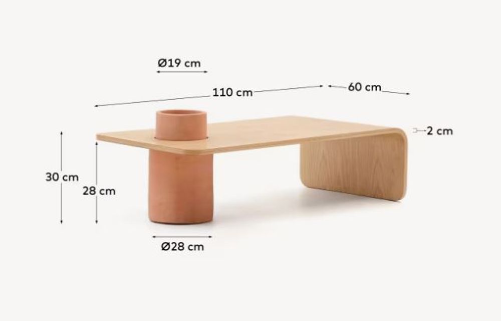 Salontafel OLARIA - Eiken/Terracotta KAV T0500075MM40