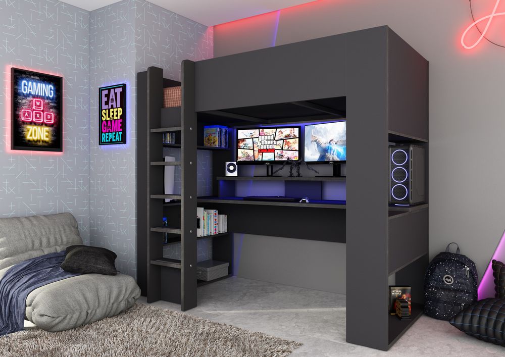 Hoogslaper met bureau THE CUBE - Antraciet TRA-3-000001