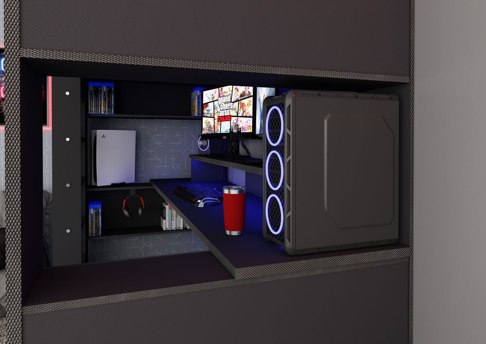 Hoogslaper met bureau THE CUBE - Antraciet TRA-3-000001