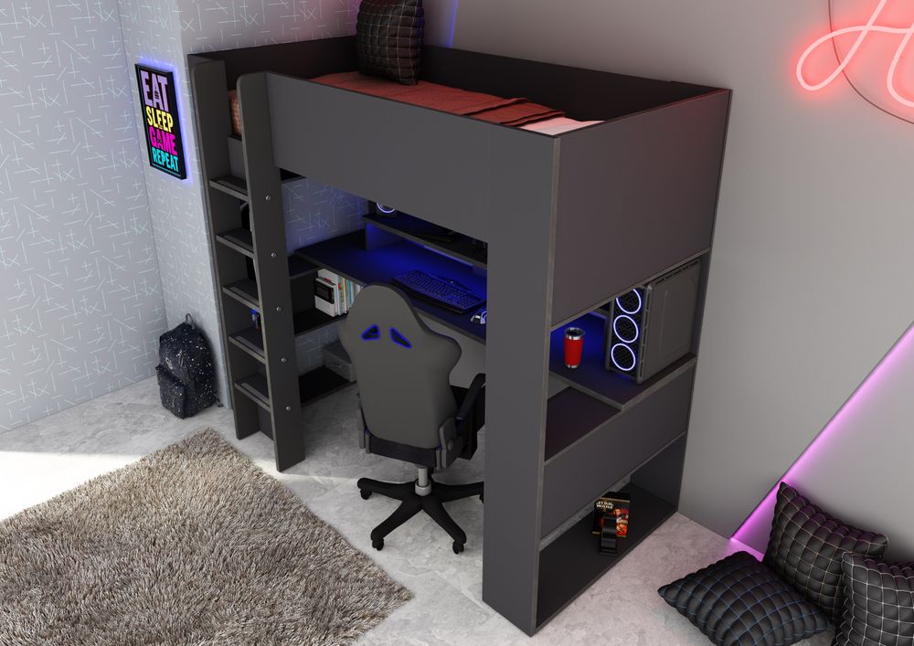 Hoogslaper met bureau THE CUBE - Antraciet TRA-3-000001