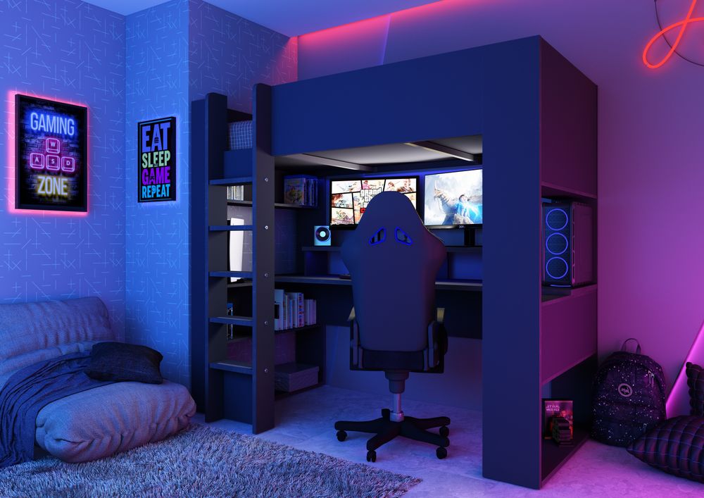 Hoogslaper met bureau THE CUBE - Antraciet TRA-3-000001