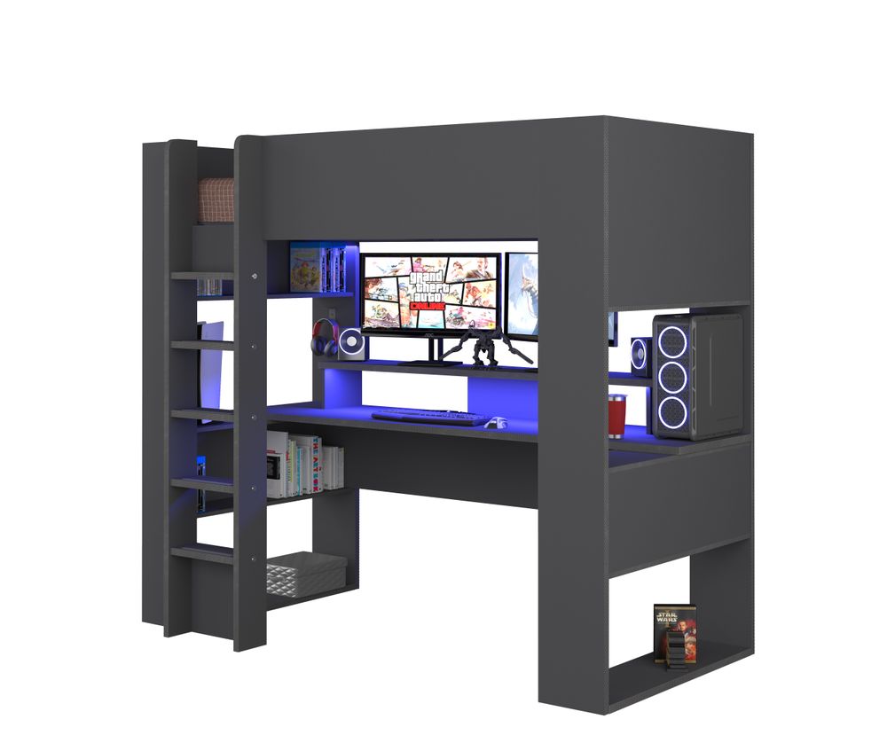 Hoogslaper met bureau THE CUBE - Antraciet TRA-3-000001