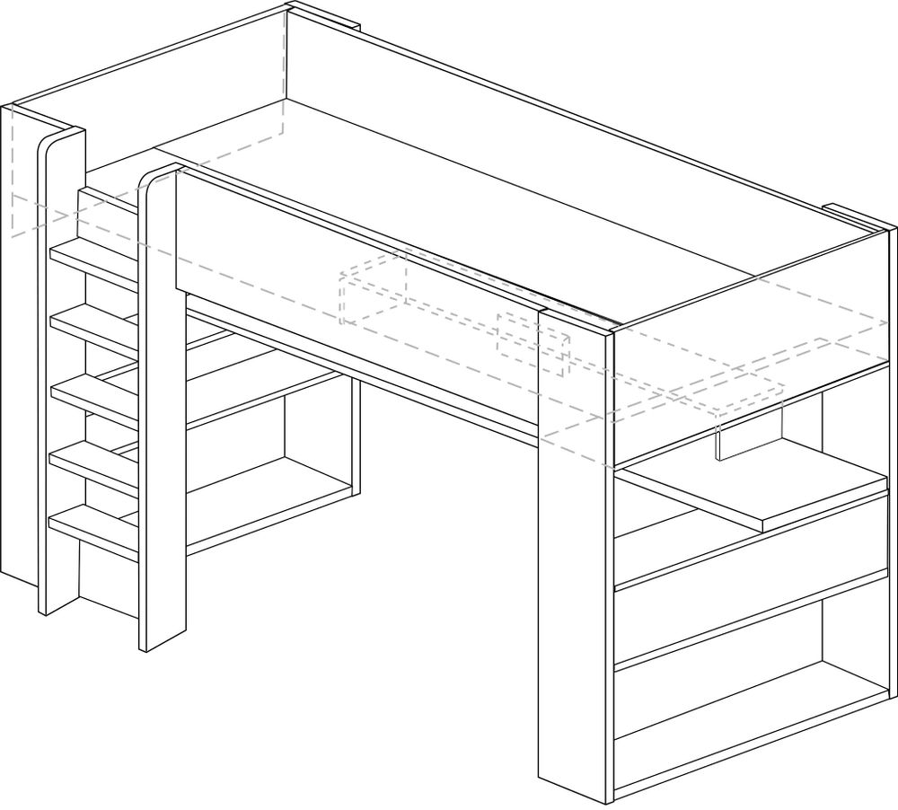 Hoogslaper met bureau THE CUBE - Antraciet TRA-3-000001