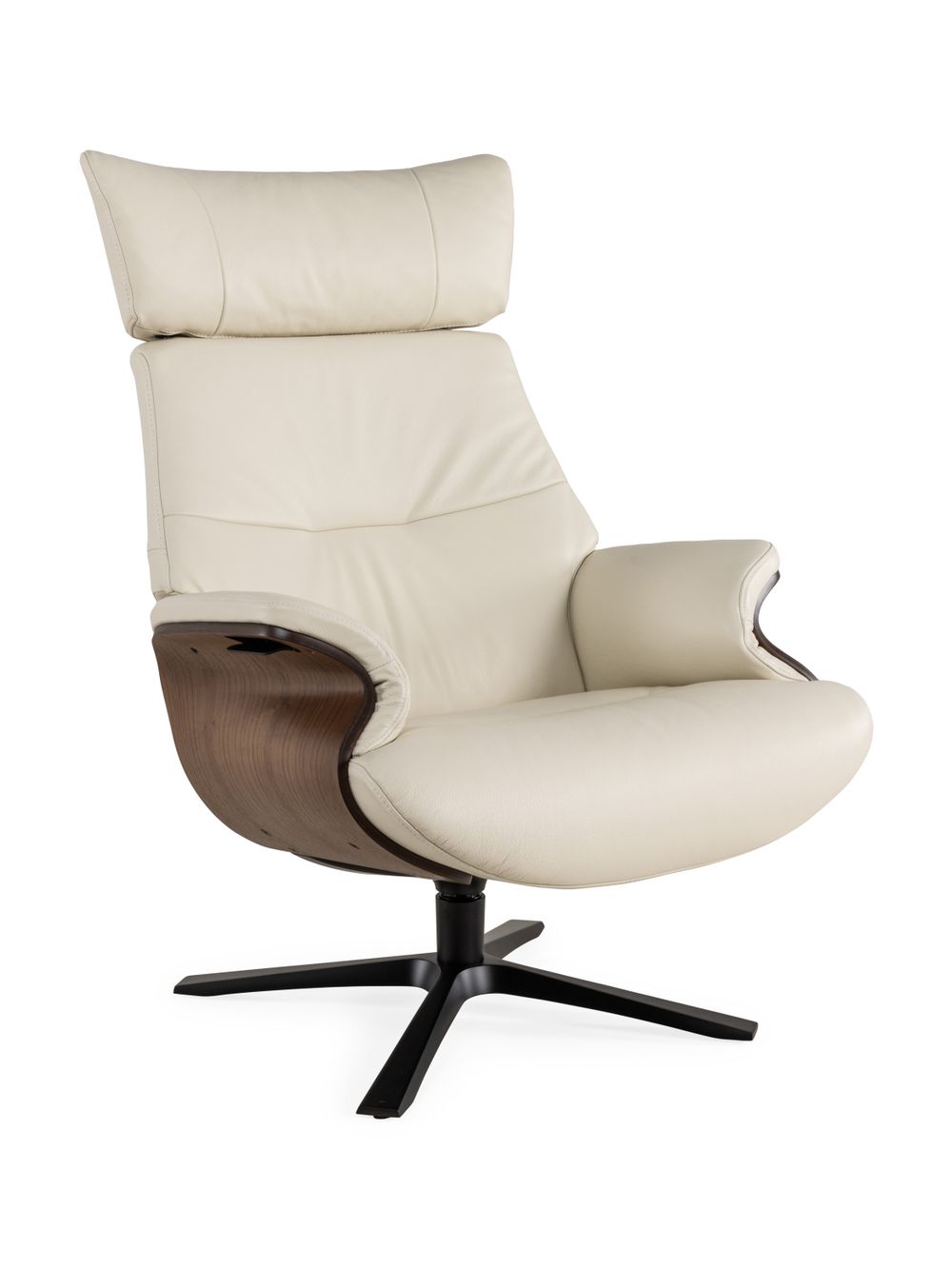 Relaxfauteuil AFTERWORK 2 - Wit leder / Walnoot CFM-13-000006-30-FW
