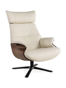 Relaxfauteuil AFTERWORK 2 - Wit leder / Walnoot CFM-13-000006-30-FW