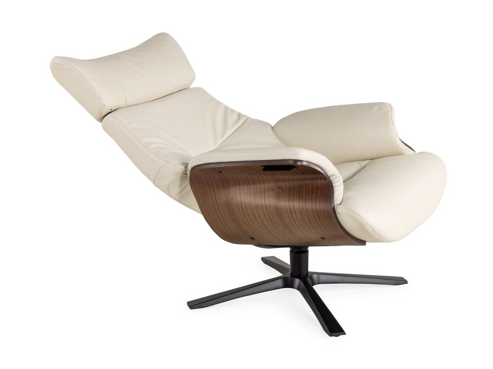 Relaxfauteuil AFTERWORK 2 - Wit leder / Walnoot CFM-13-000006-30-FW