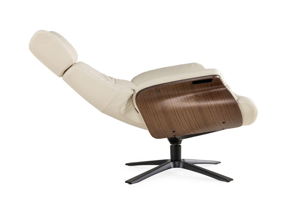 Relaxfauteuil AFTERWORK 2 - Wit leder / Walnoot CFM-13-000006-30-FW